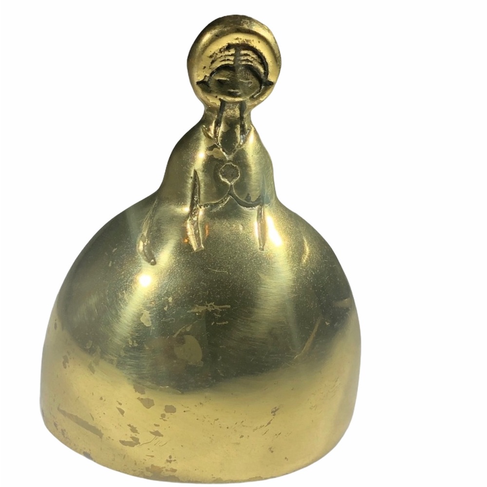 VINTAGE LADY IN HOOP SKIRT BRASS HAND BELL